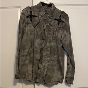 Roar Men's Black and Gray Western Shirt Jacket